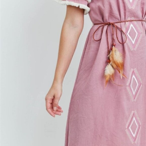 Boho Babe Pink Embroidered Dress - Picture 5 of 8